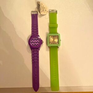 2 women’s watches, 1 with tags, new condition, cute colourful watches